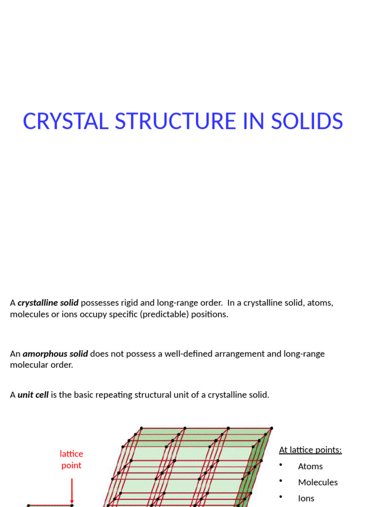 Understanding Crystal Structures in Solids | PDF | Crystal Structure ...