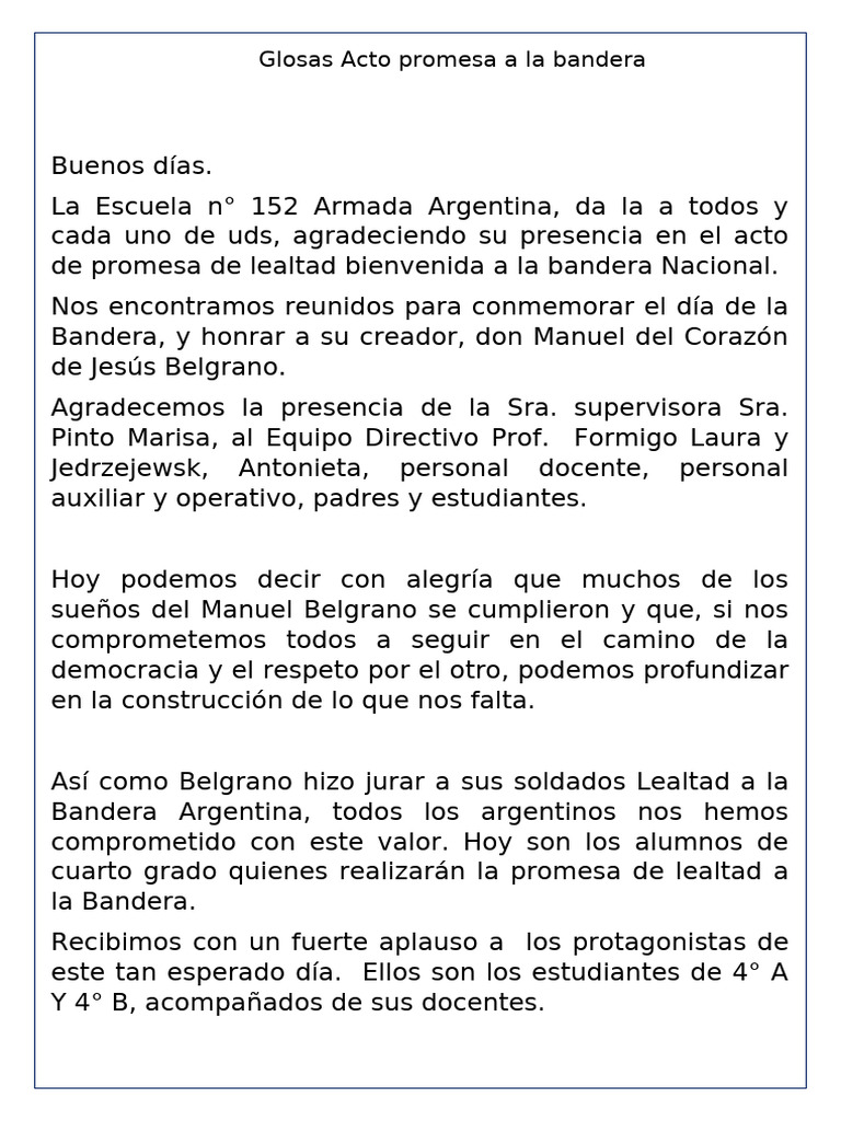 Promesa a la Bandera Argentina | PDF