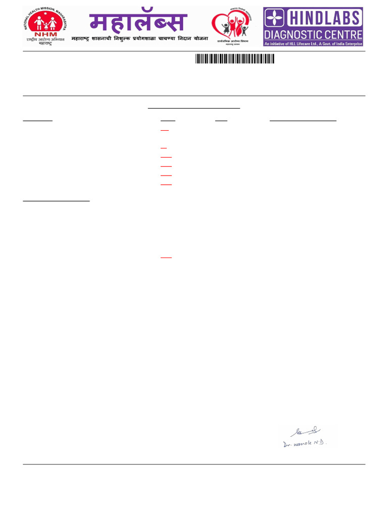 Comprehensive Blood Test Report for Aashabai Dake | PDF | High Density ...