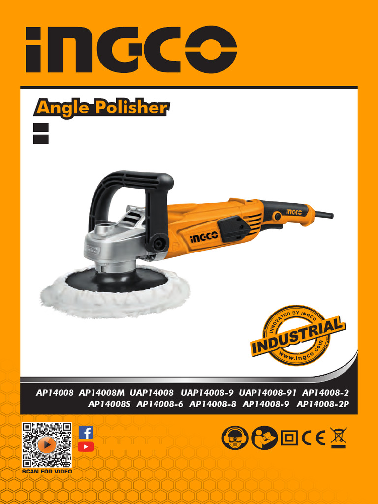 INCCO Angle Polisher AP14008 Manual | PDF | Grinding (Abrasive Cutting ...