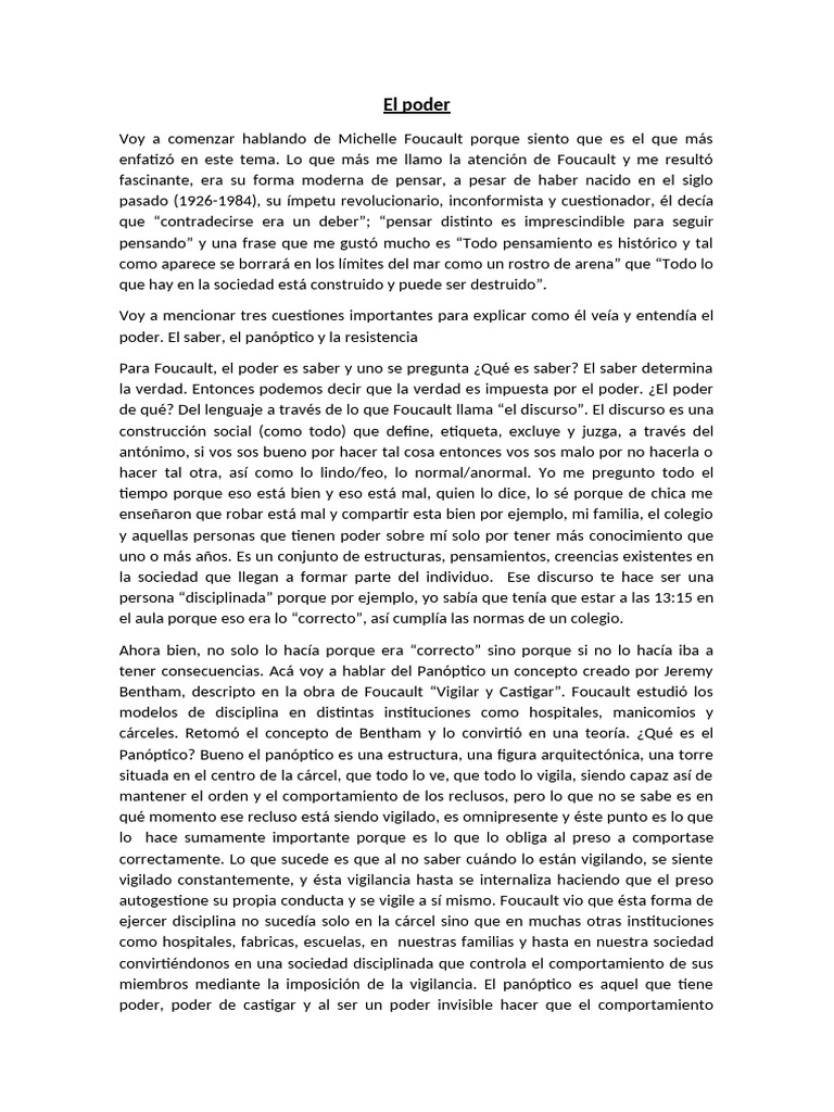 Foucault: Poder, Saber y Resistencia | PDF | Michel Foucault | Pensamiento