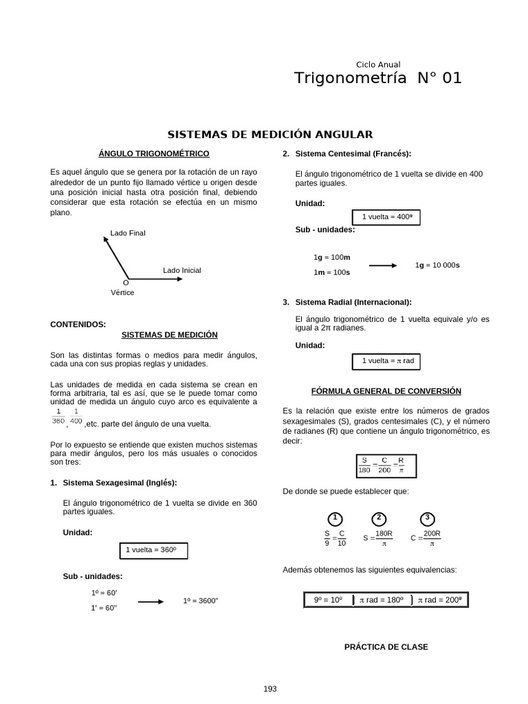 Ángulos de 193 y 198 Grados en Trigonometría | PDF | Ángulo | Trigonometría