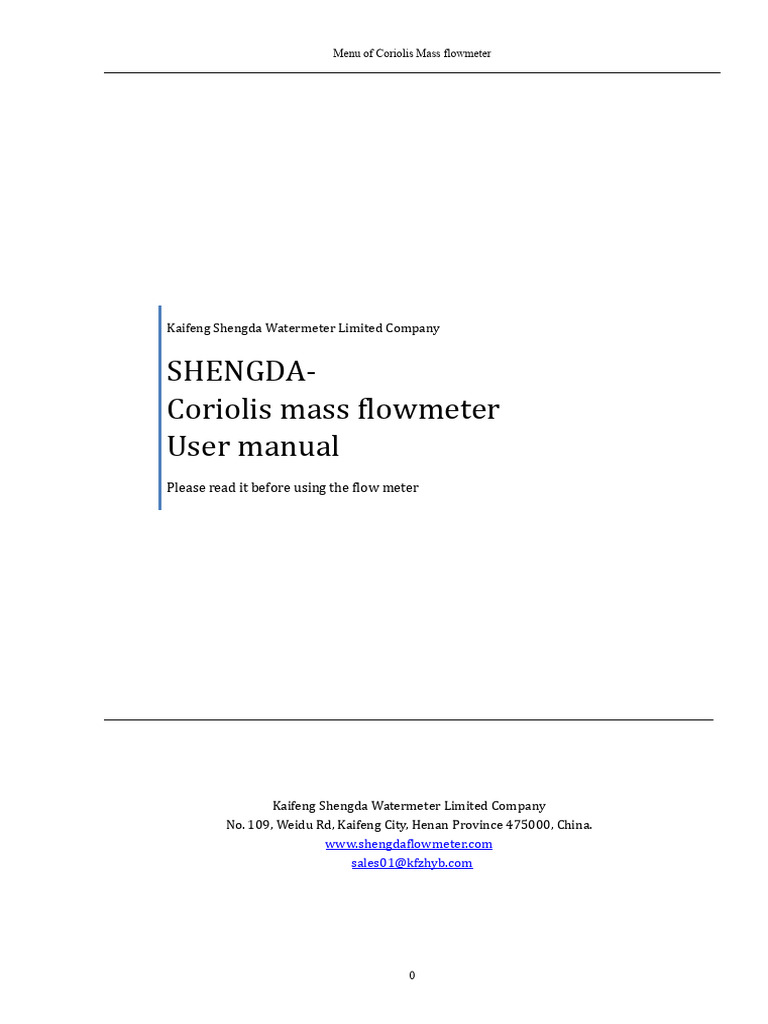 Coriolis Mass Flowmeter User Manual | PDF | Flow Measurement | Density