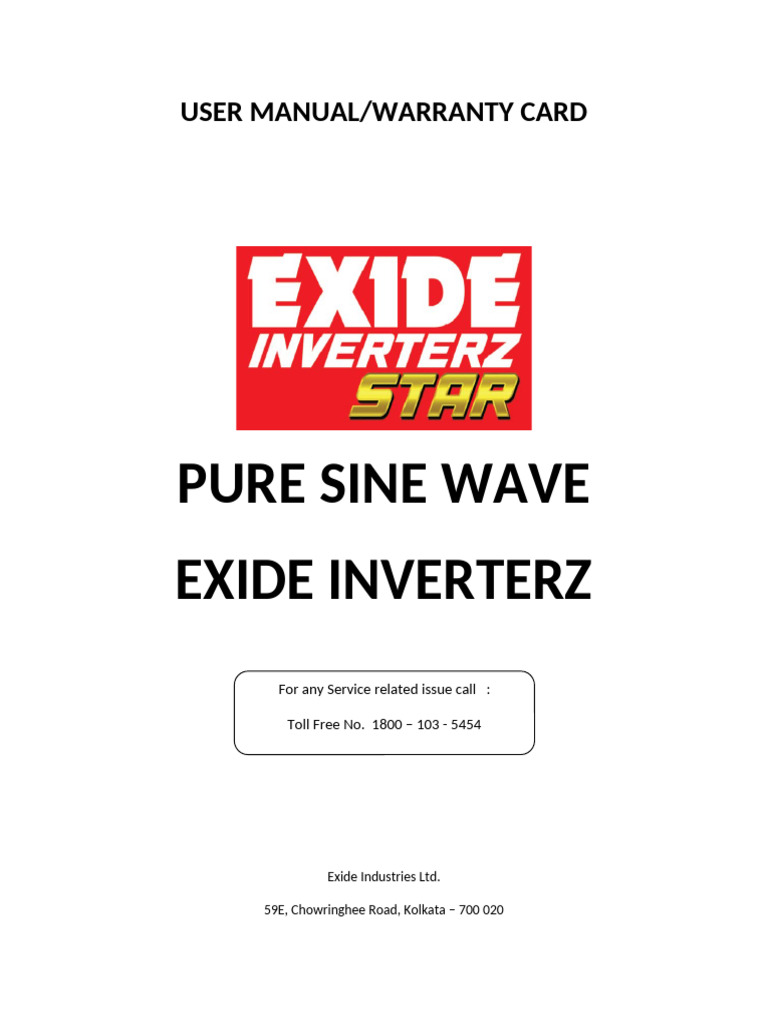 Exide Inverterz Star User Manual | PDF | Power Inverter | Direct Current