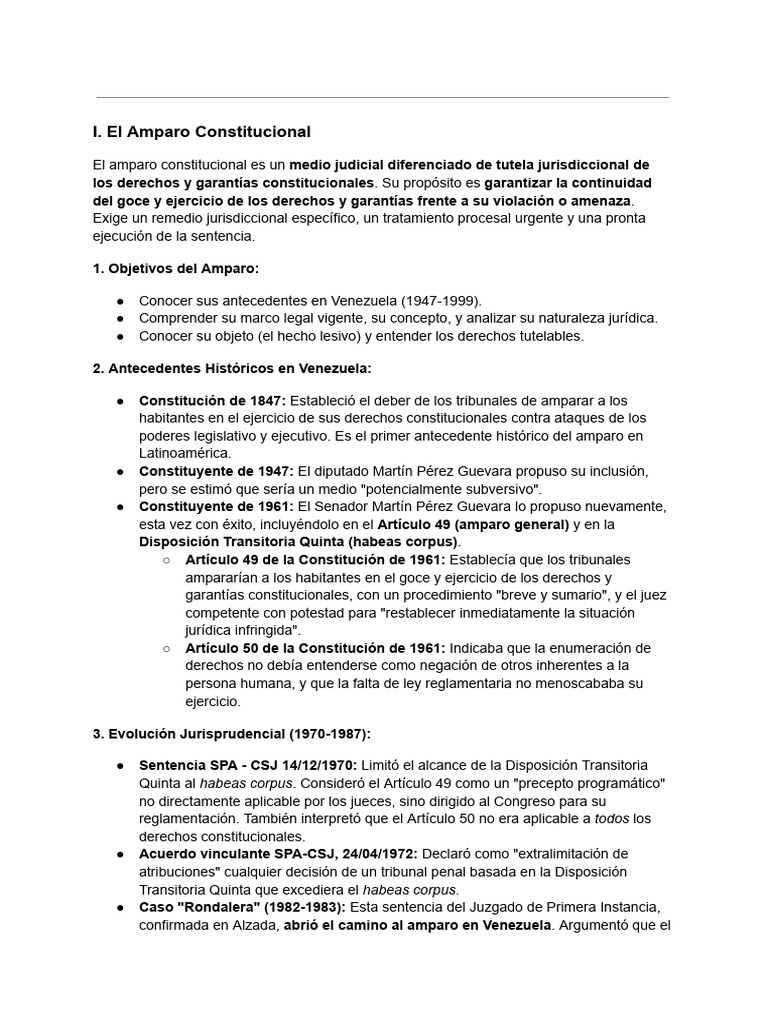 Amparo Constitucional en Venezuela: Guía Completa | PDF | Caso de ley ...