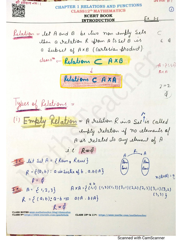 01 Relations and Functions | PDF