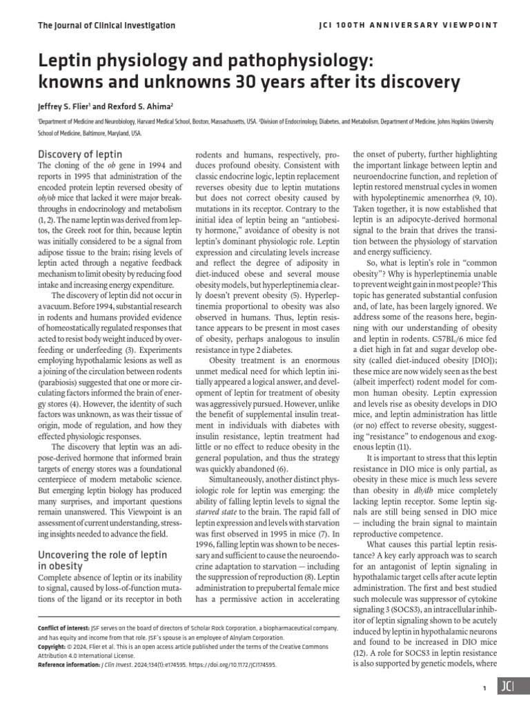 1-Leptin 30 Years After | PDF | Leptin | Obesity