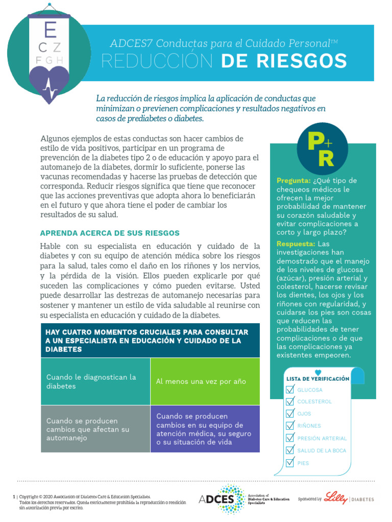 Reducción de Riesgos - ADCES7 | PDF | Diabetes | Comportamiento