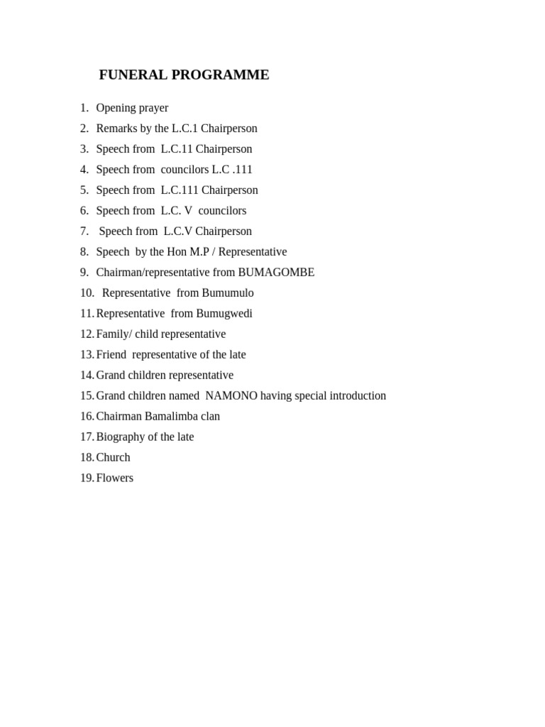 Funeral Programme Outline | PDF