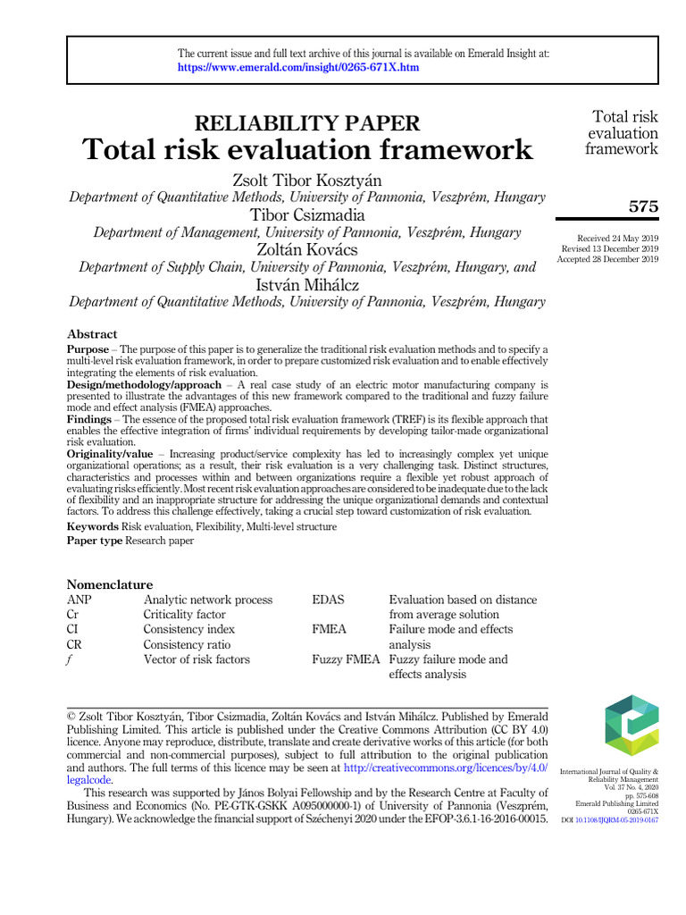 Total Risk Evaluation Framework | PDF | Risk | Evaluation