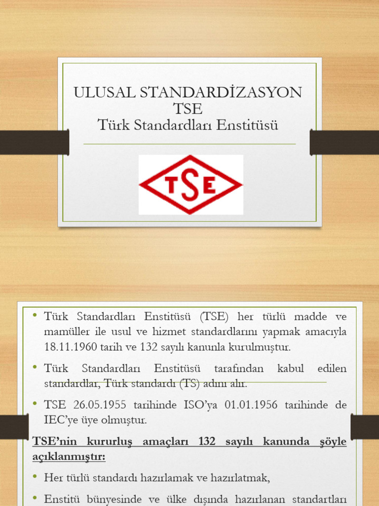 Ulusal Standardizasyon TSE Türk Standardları Enstitüsü | PDF