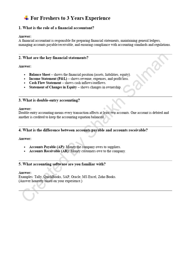 Accountant Interview Questions Guide | PDF | Financial Accounting ...