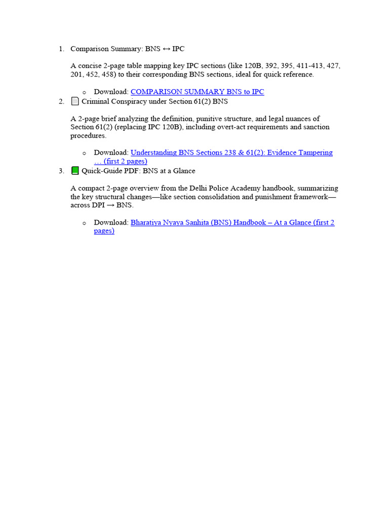 BNS and IPC Section Comparison Guide | PDF