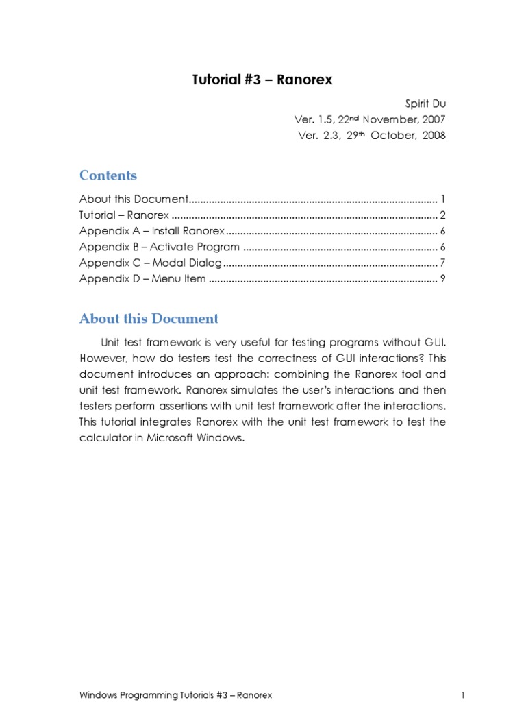 Ranorex GUI Testing Tutorial | PDF | Unit Testing | Library (Computing)