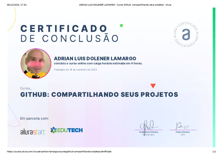 ADRIAN LUIS DOLENER LAMARGO - Curso Github - Compartilhando Seus ...