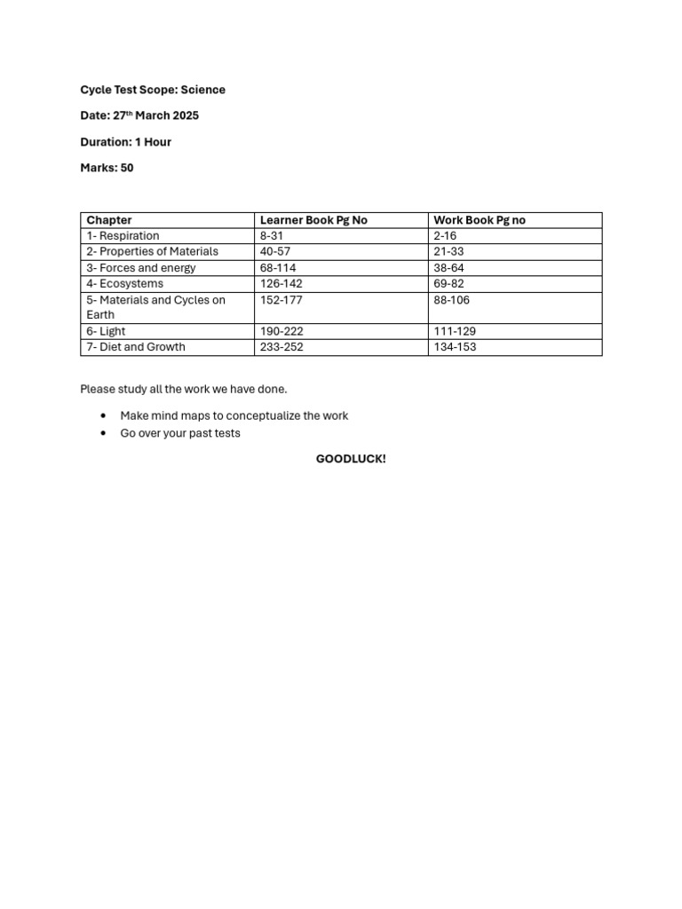 Cycle Test Scope Science | PDF
