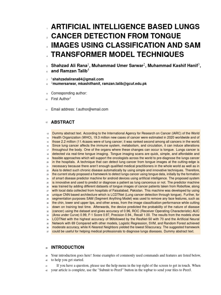 AI Lung Cancer Detection via Tongue Images | PDF | Receiver Operating ...