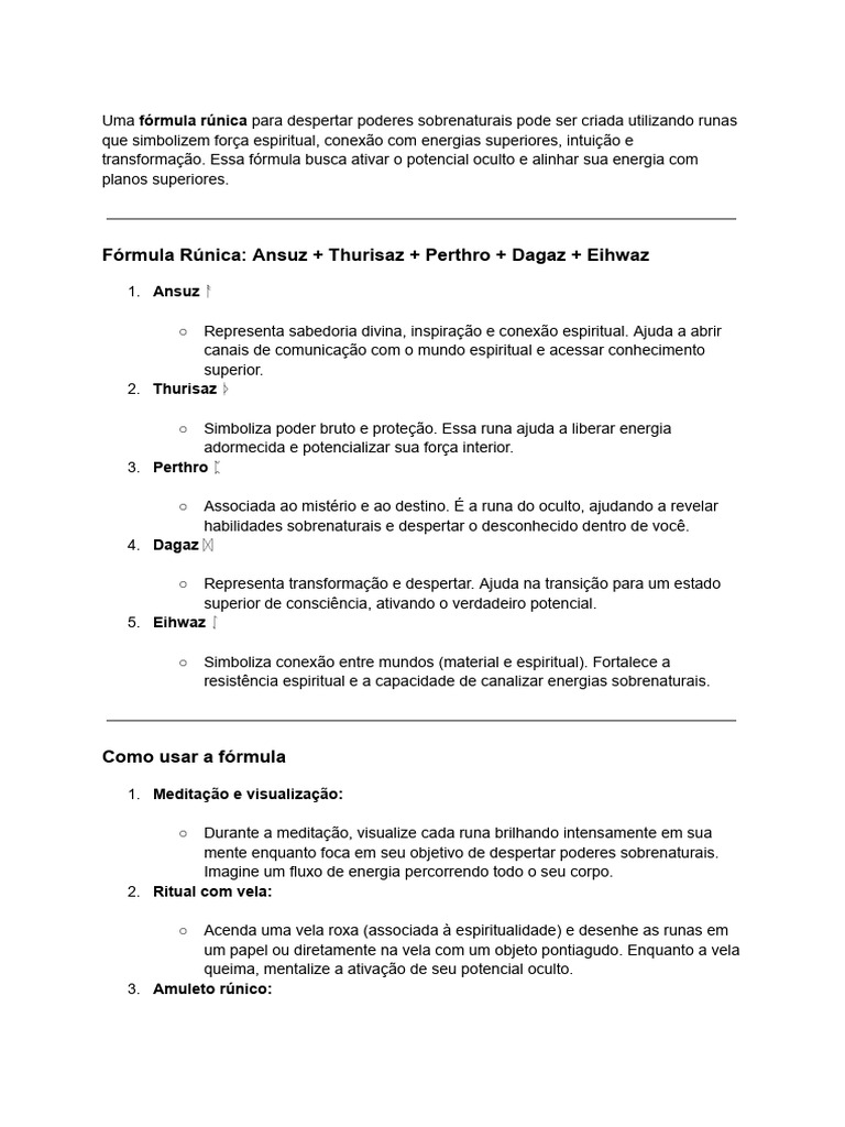 Fórmula Rúnica para Despertar Poderes | PDF