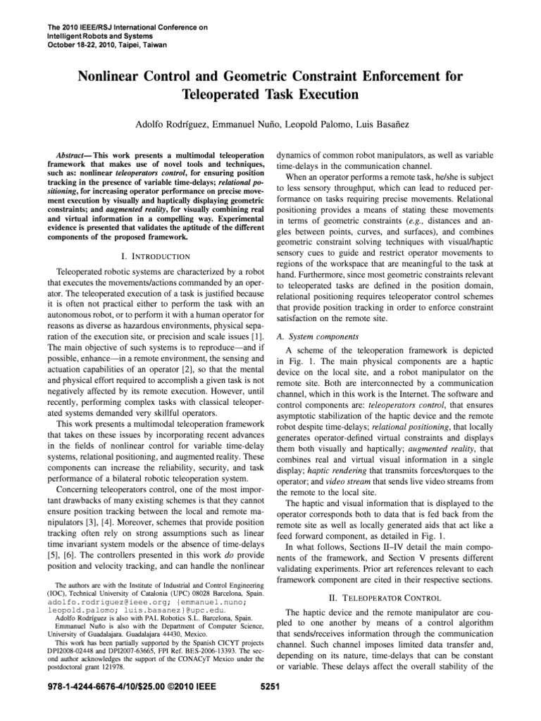Teleoperation Framework for Robotics | PDF | Augmented Reality | Force