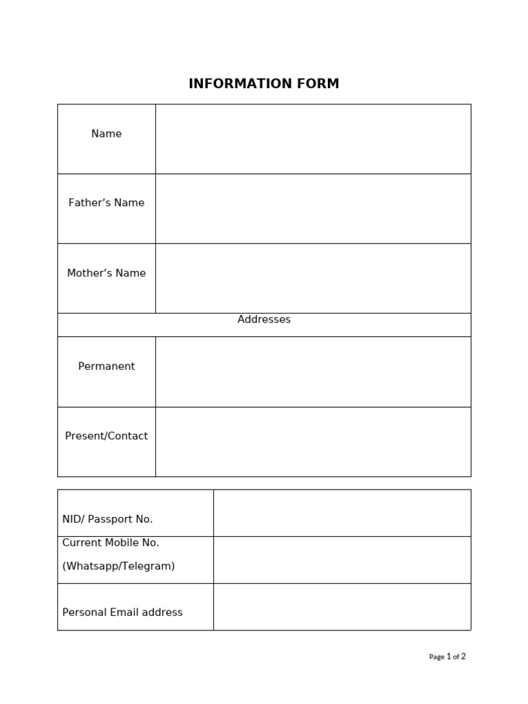 New Employee Information Form | PDF