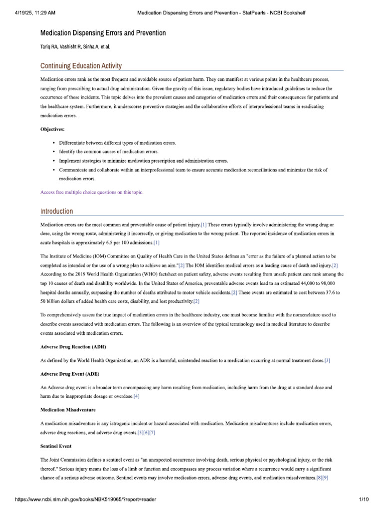 Medication Errors | PDF