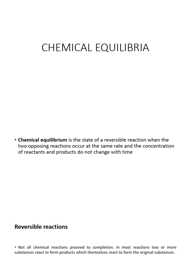 Chemical Equilibrium | PDF | Chemical Equilibrium | Chemical Reactions