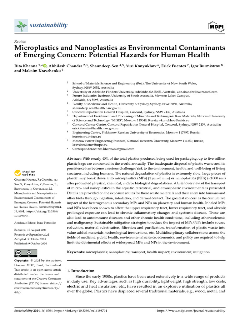 Microplastics and Nanoplastics: Health Risks | PDF | Oceans | Plastic