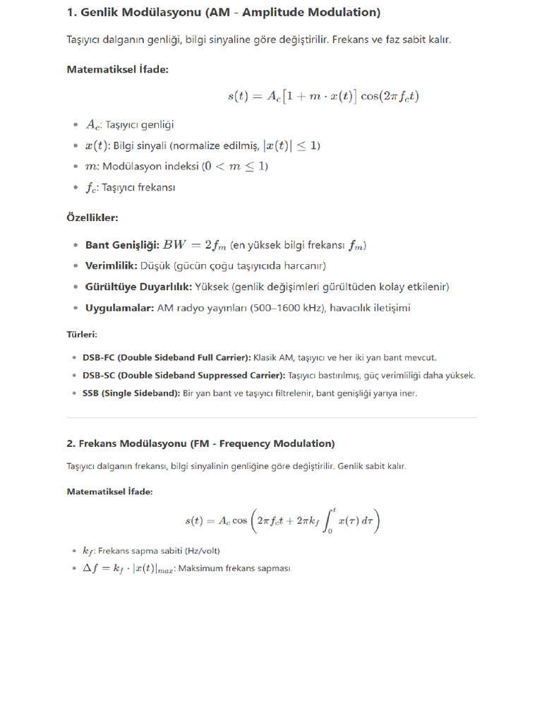 Genlik Faz Frekans Modulasyonları | PDF