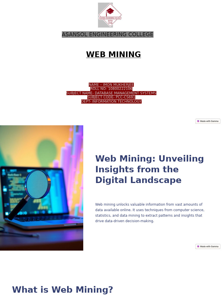 Web Mining Unveiling Insights From The Digital Landscape | PDF | Data ...