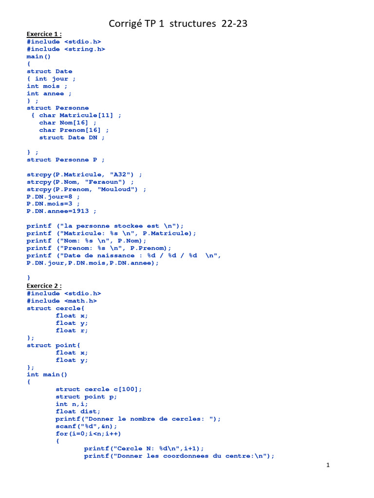 Gestion des structures en C | PDF | Programmation informatique ...