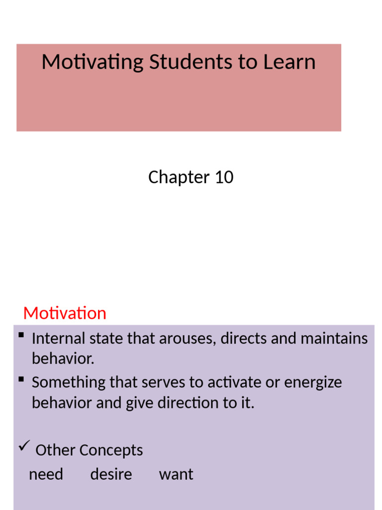 Chapter 10 Motivating Students To Learn Chapter This This | PDF ...