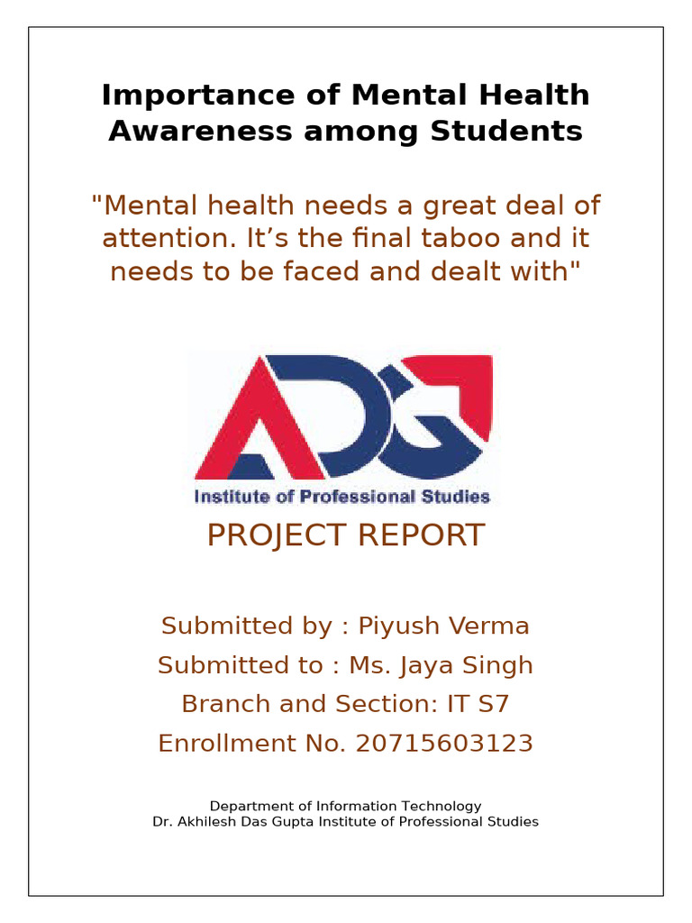 Mental Health Awareness in Students | PDF | Mental Health | Focus Group