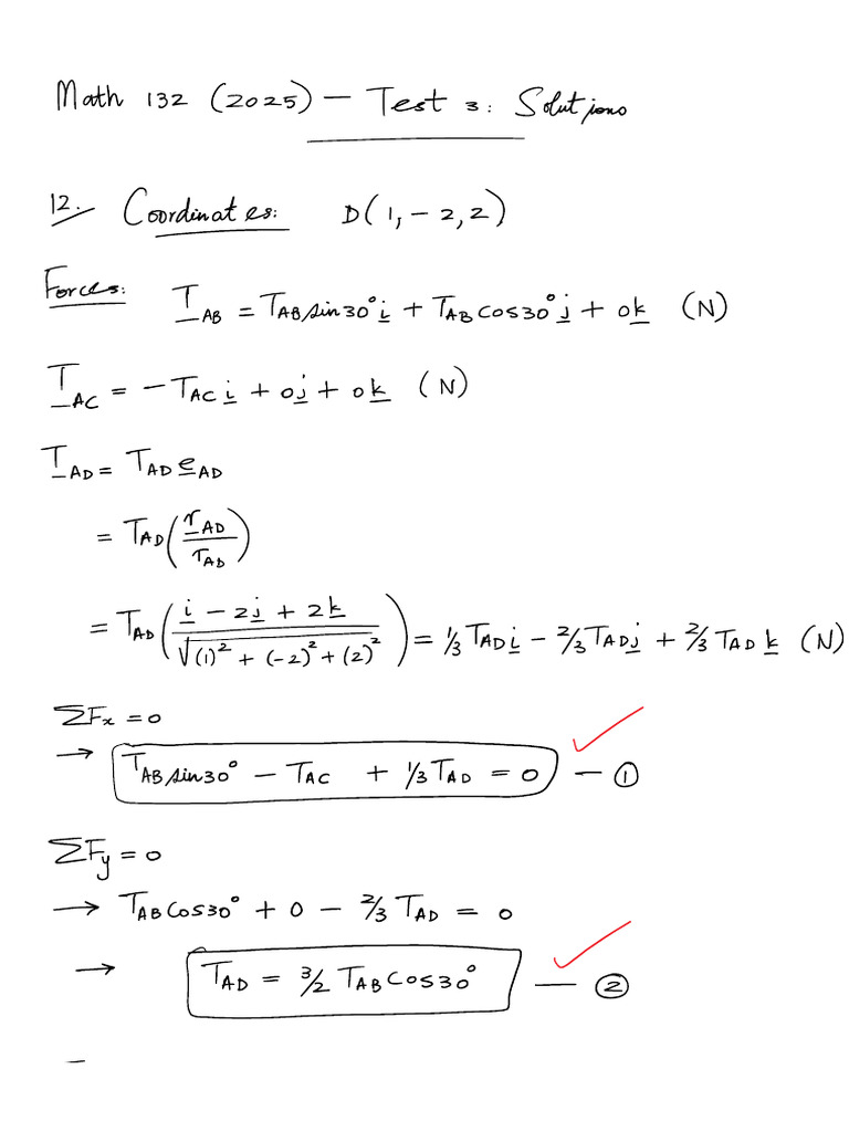 Math132 (2025) - Test 3 - Solutions (B) | PDF