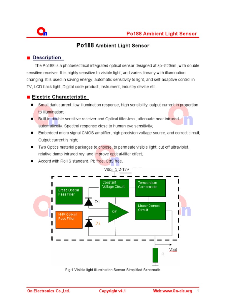 Po188 Ambient Light Sensor | PDF | Lighting | Sensor