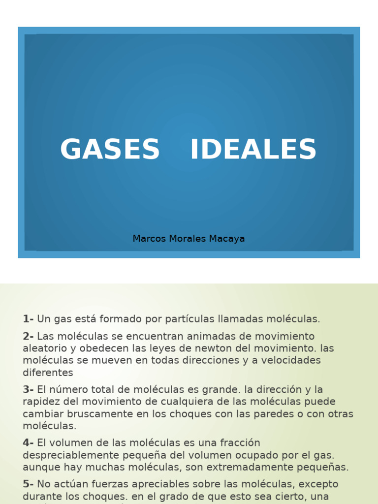 Gases Ideales: Propiedades y Ecuaciones | PDF | Gases | Mole (Unidad)