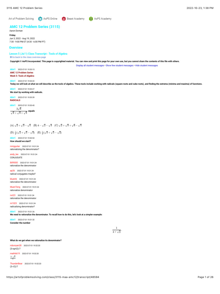 3115 AMC 12 Problem Series 5 | PDF | Discrete Mathematics | Mathematics