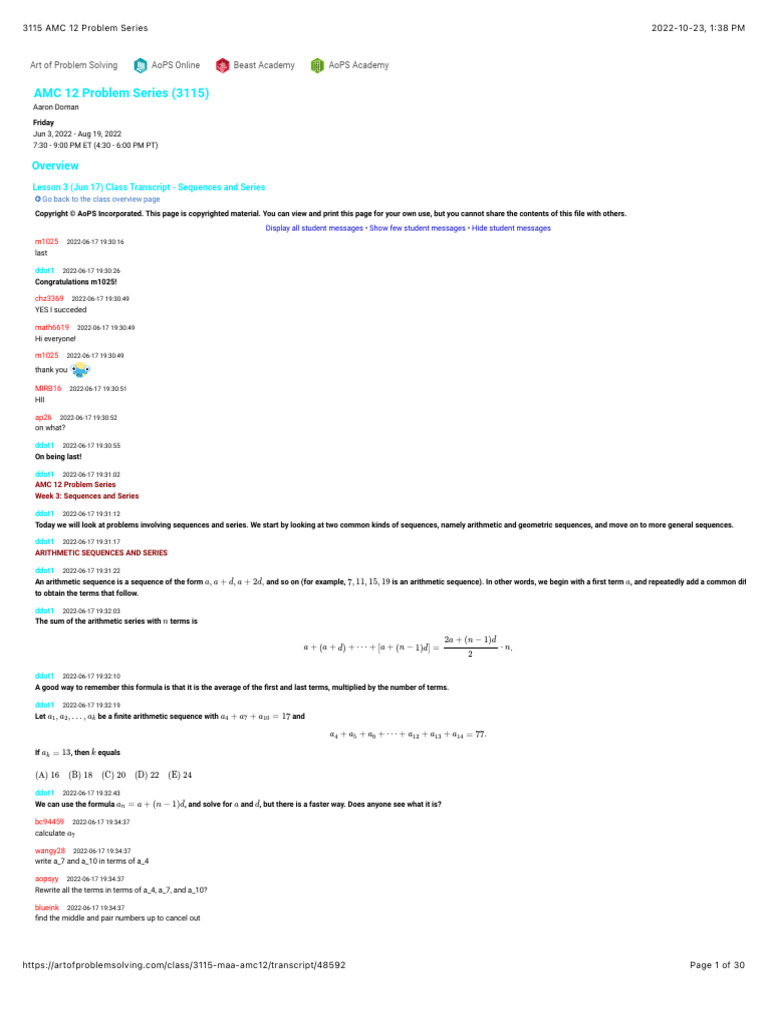 3115 AMC 12 Problem Series 3 | PDF