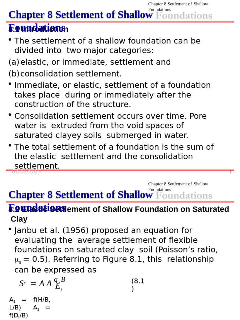 Elastic Settlement of Shallow Foundations | PDF | Deformation ...