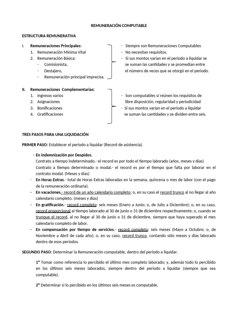 Remuneración Computable | PDF | Salario | Calendario