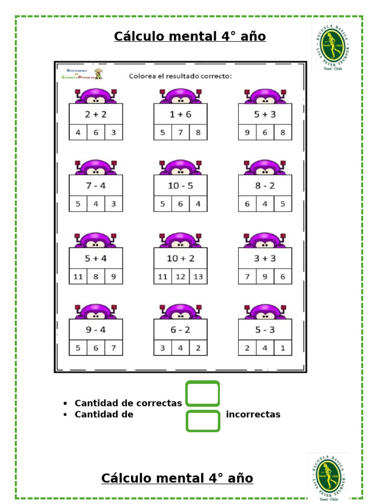 Cálculo Mental 4° Año | PDF
