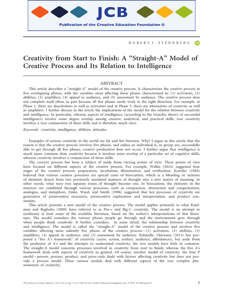 Straight-A Model of Creativity Explained | PDF | Creativity | Intelligence