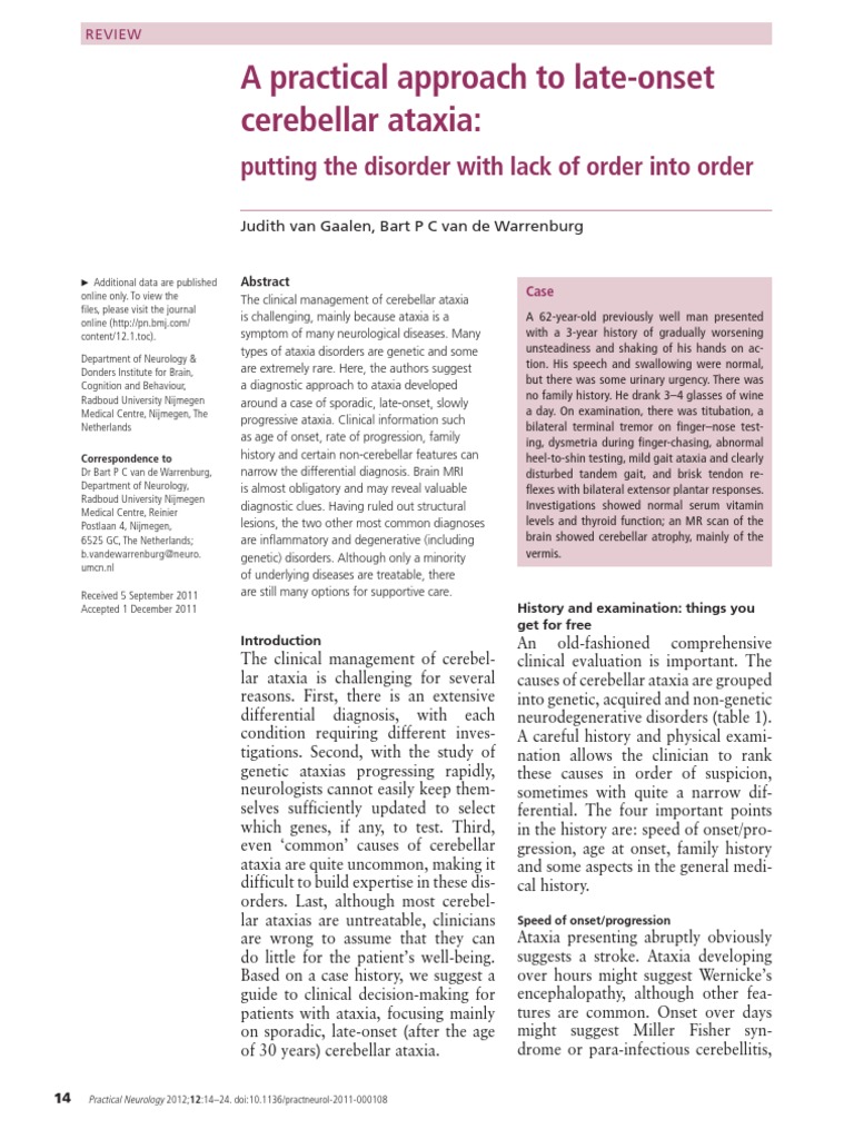 Managing Late-Onset Cerebellar Ataxia | PDF | Neurological Disorders ...
