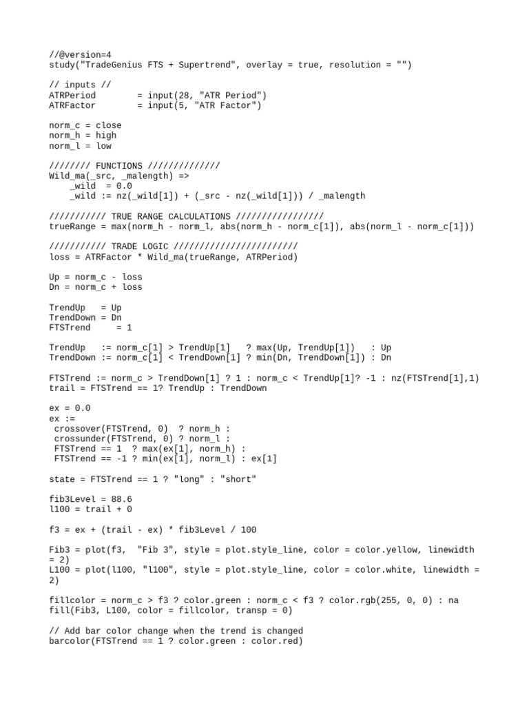 TradeGenius FTS & Supertrend Script | PDF