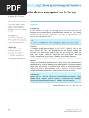 Celiac Disease New Approaches to Therapy : A Review