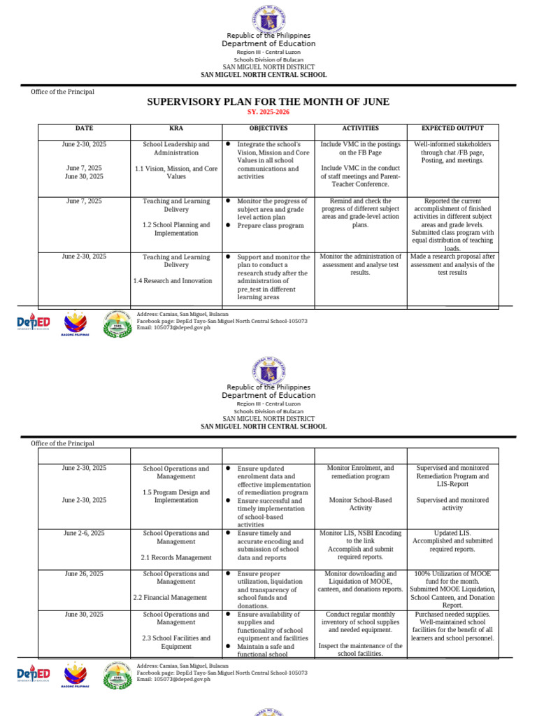 June 2025 Supervisory Plan Overview | PDF | Learning | Cognition