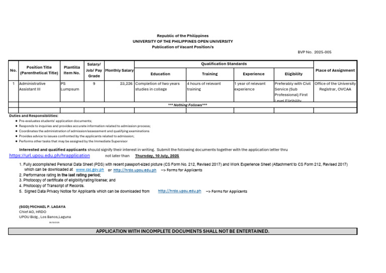 Admin Assistant III Qualification Standards | PDF