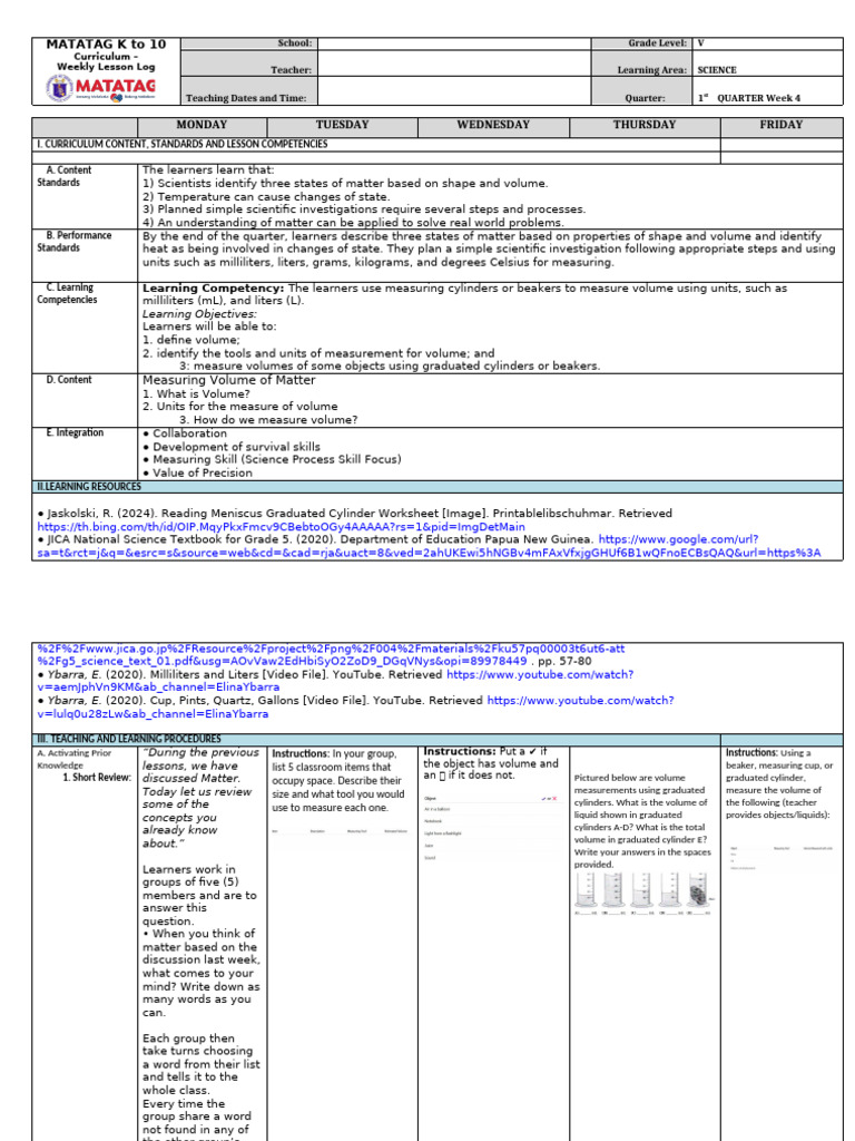 Measuring Volume in Science Class | PDF | Volume | Litre