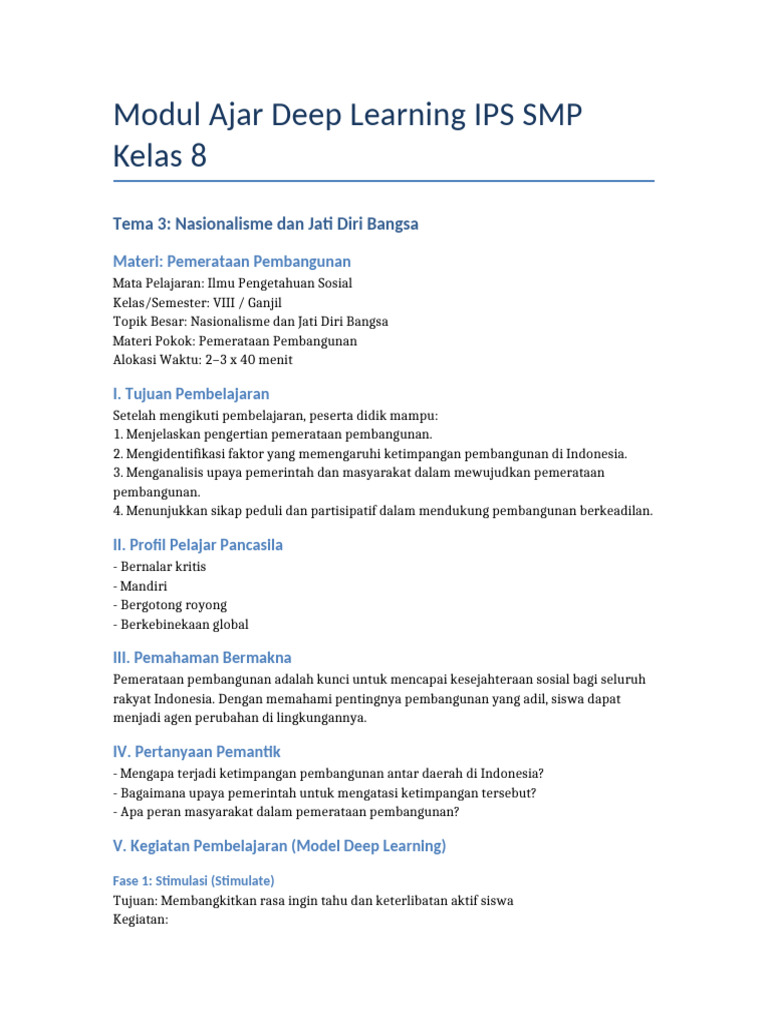 Modul Ajar Deep Learning IPS Kelas 8 | PDF
