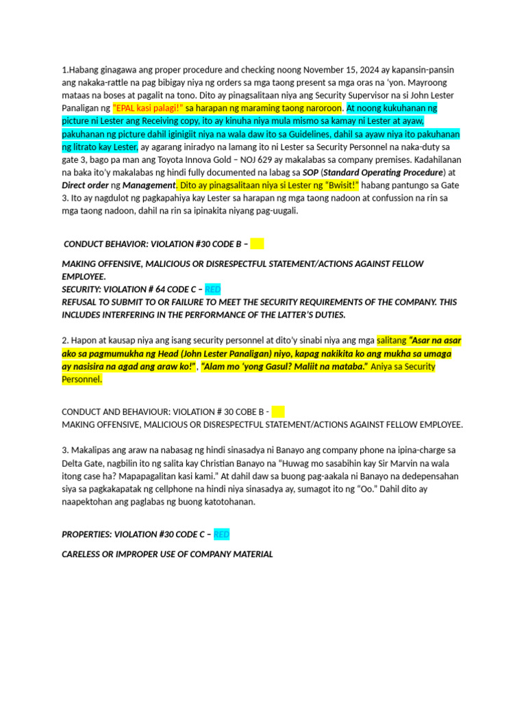 Violation Codes | PDF
