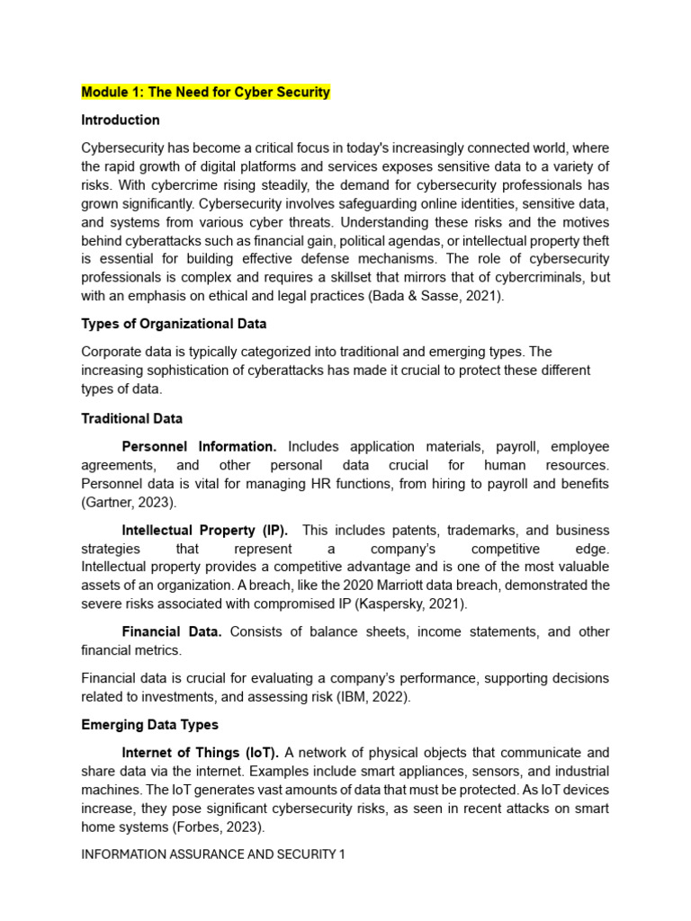 Module 1 - The Need For Cyber Security | PDF | Computer Security | Security